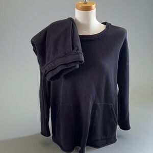 2pc. Eileen Fisher Black Knit Pullover & Capri Pants Comfy Casual Loungewear MP